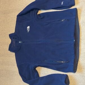 Mens The North face blue heavy fleece windwall jacket size small